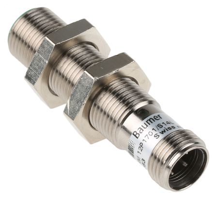 Baumer IFRM 12P1701/S14L, индуктивный датчик приближения в резьбовом цилиндрическом корпусе, M12 x 1, PNP, 30 В, 4 мм, 30 В пост. тока, 200 мА