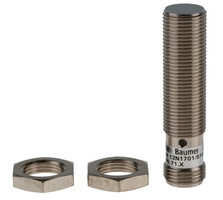 Baumer IFRM 12N1701/S14L, индуктивный датчик приближения в резьбовом цилиндрическом корпусе, M12 NPN 30 В, 4 мм, 30 В пост. тока, 200 мА