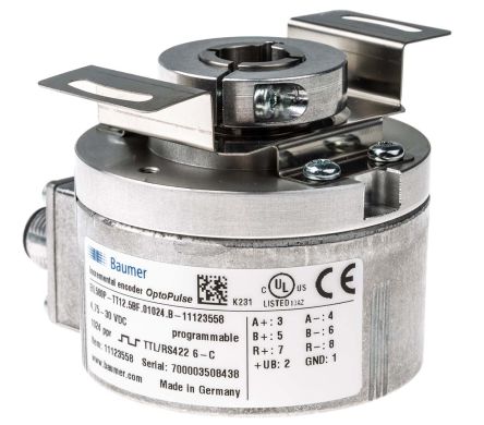 Baumer EIL580P, оптический инкрементальный энкодер 30 В пост. тока, 65536 имп/об, сигнал TTL/HTL, полого типа, вал 12 мм